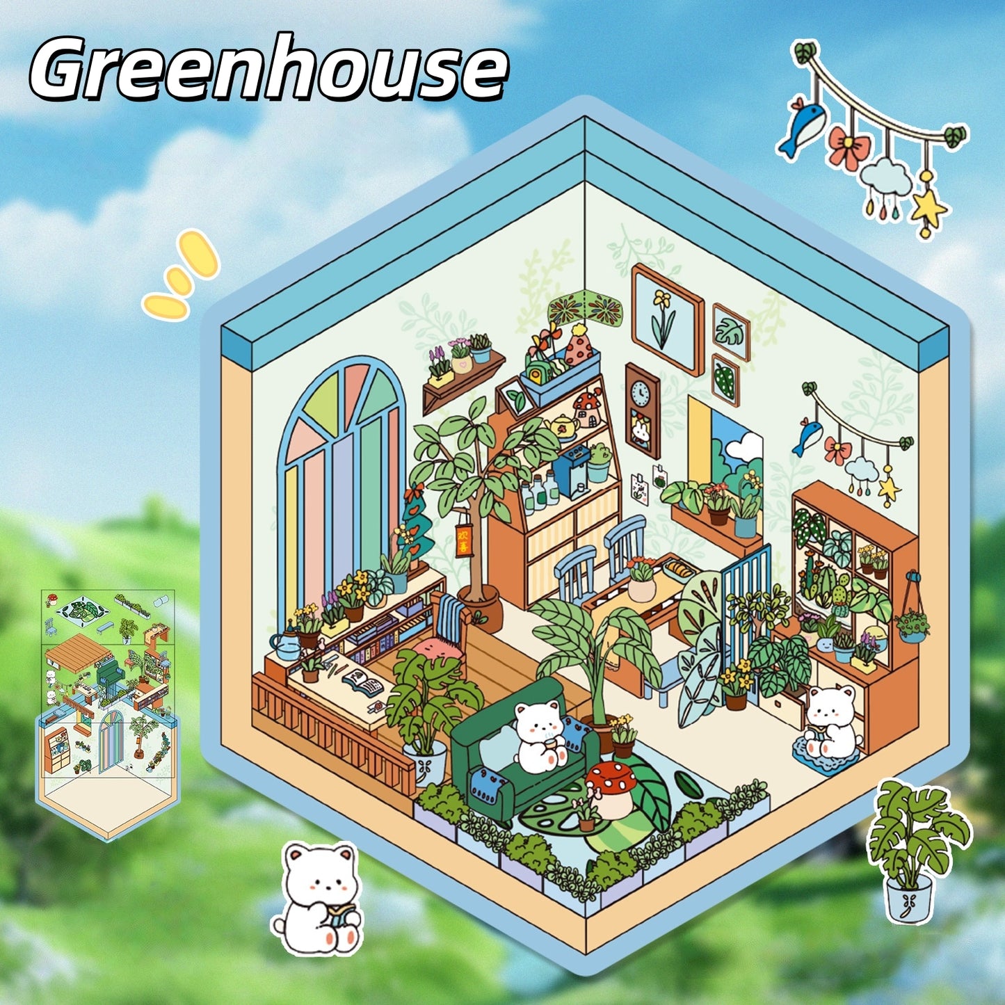 Room & Shop 3D Sticker | 8 Cute Miniature Scenes
