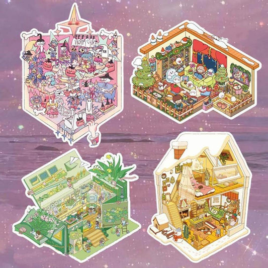 Eternal Dreamscape 3D Sticker | 4 Cute Miniature Scenes