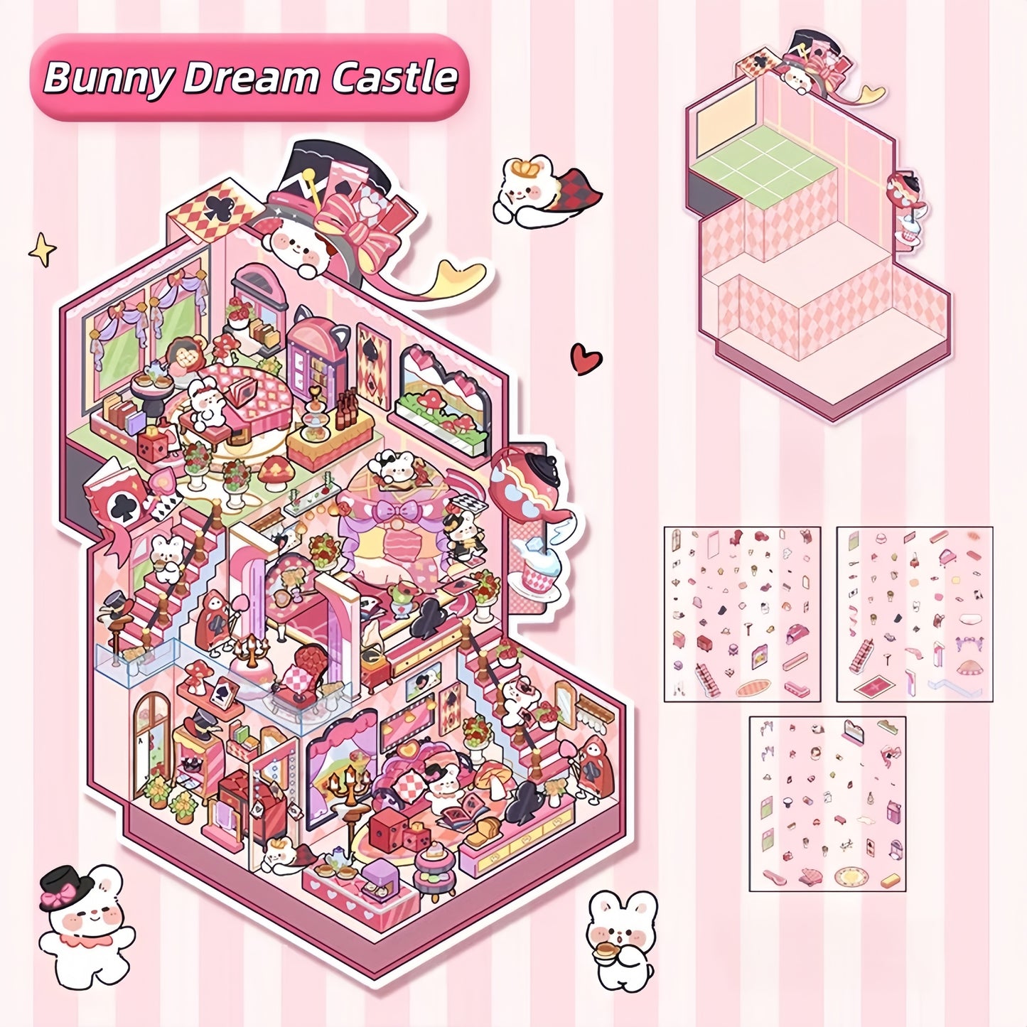 Furry Realms 3D Sticker | 4 Cute Miniature Scenes