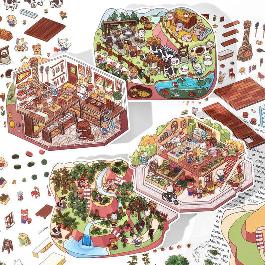 Little Wonder Rooms 3D Sticker | 4 Cute Miniature Scenes