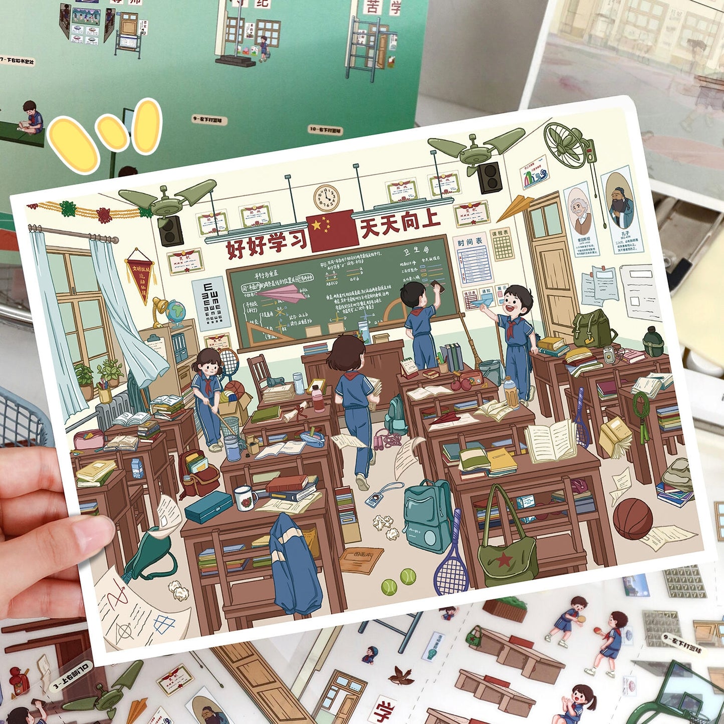 School Time 3D Sticker | 2 Cute Miniature Scenes