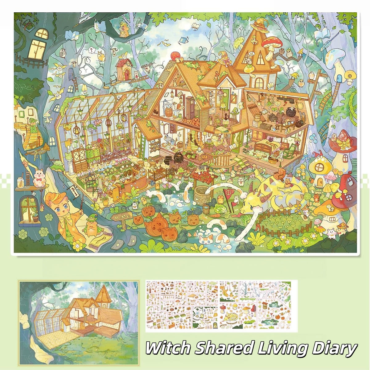 Cozy Summer Dwellings 3D Sticker | 4 Cute Miniature Scenes