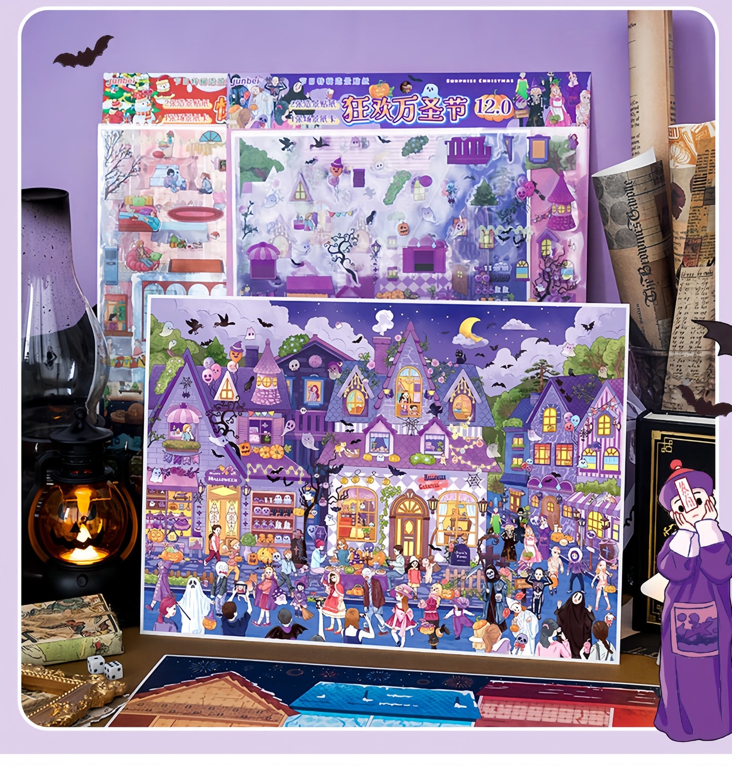 Happy Festival 3D Sticker | 2 Cute Miniature Scenes