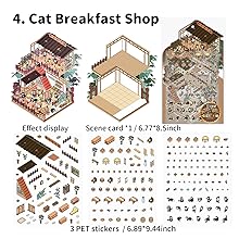 Whiskers & Bamboo 3D Sticker | 4 Cute Miniature Scenes