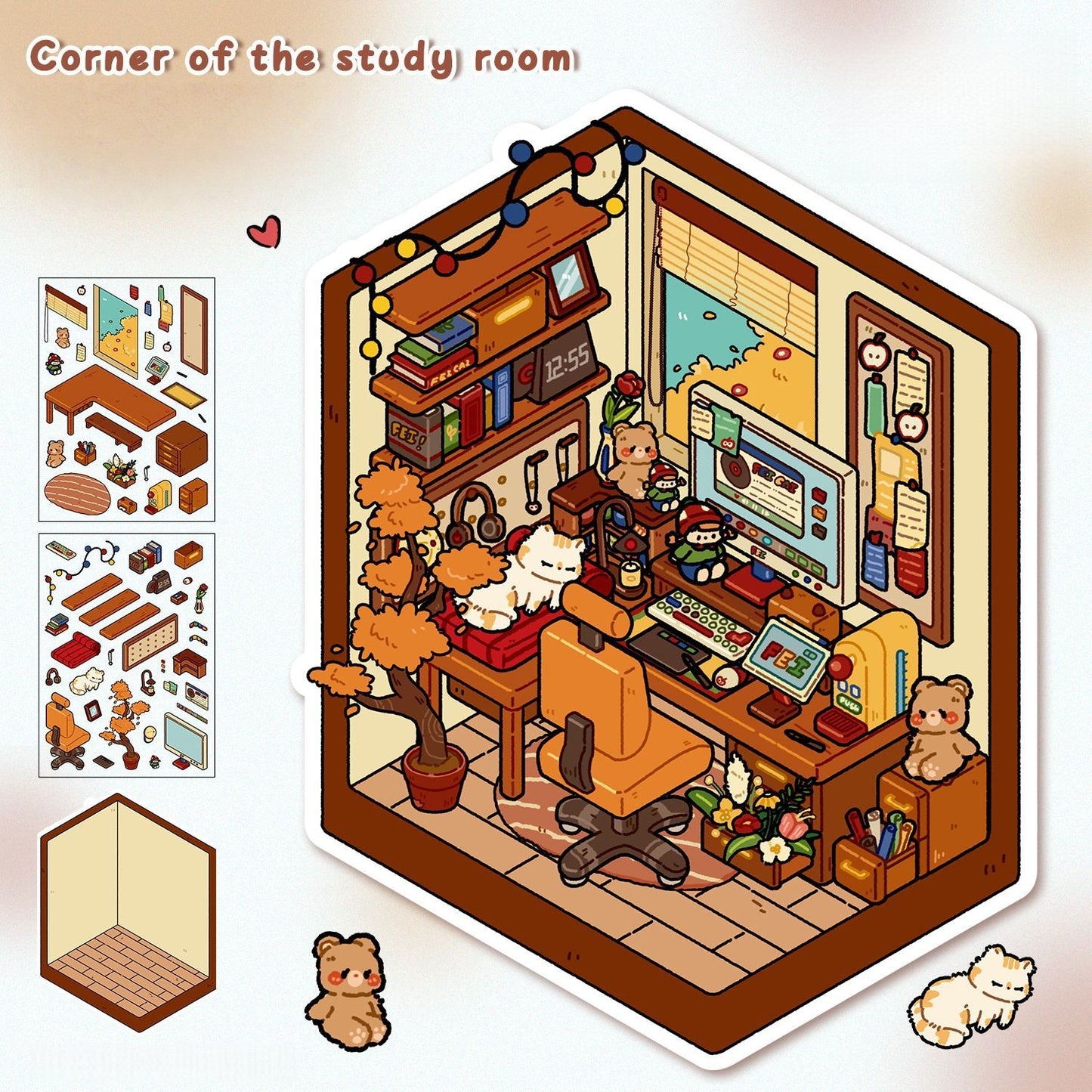 Dreamy Corners 3D Sticker | 4 Cute Miniature Scenes