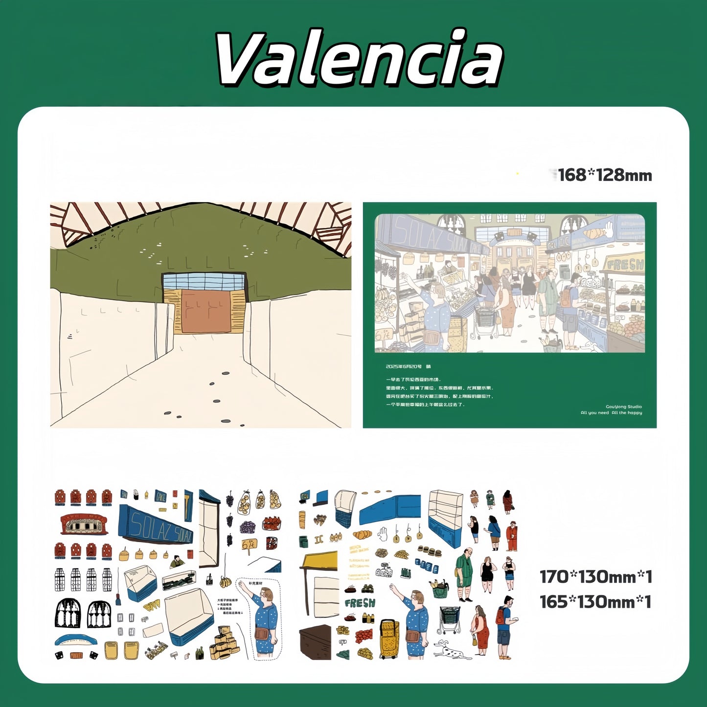 Awei‘s Travel Diary 3D Sticker | 4 Cute Miniature Scenes