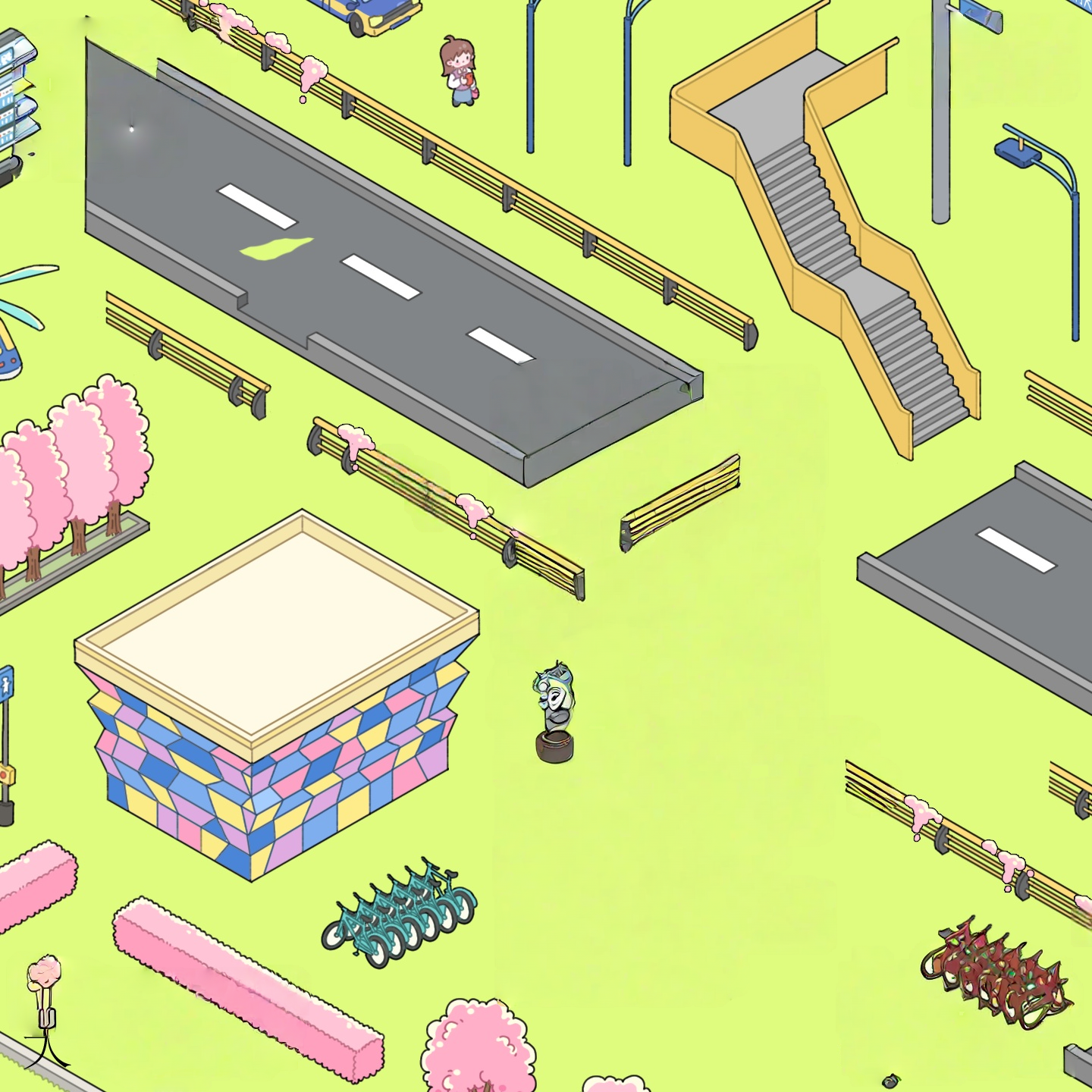 Megalopolis 3D Sticker | 2 Cute Miniature Scenes