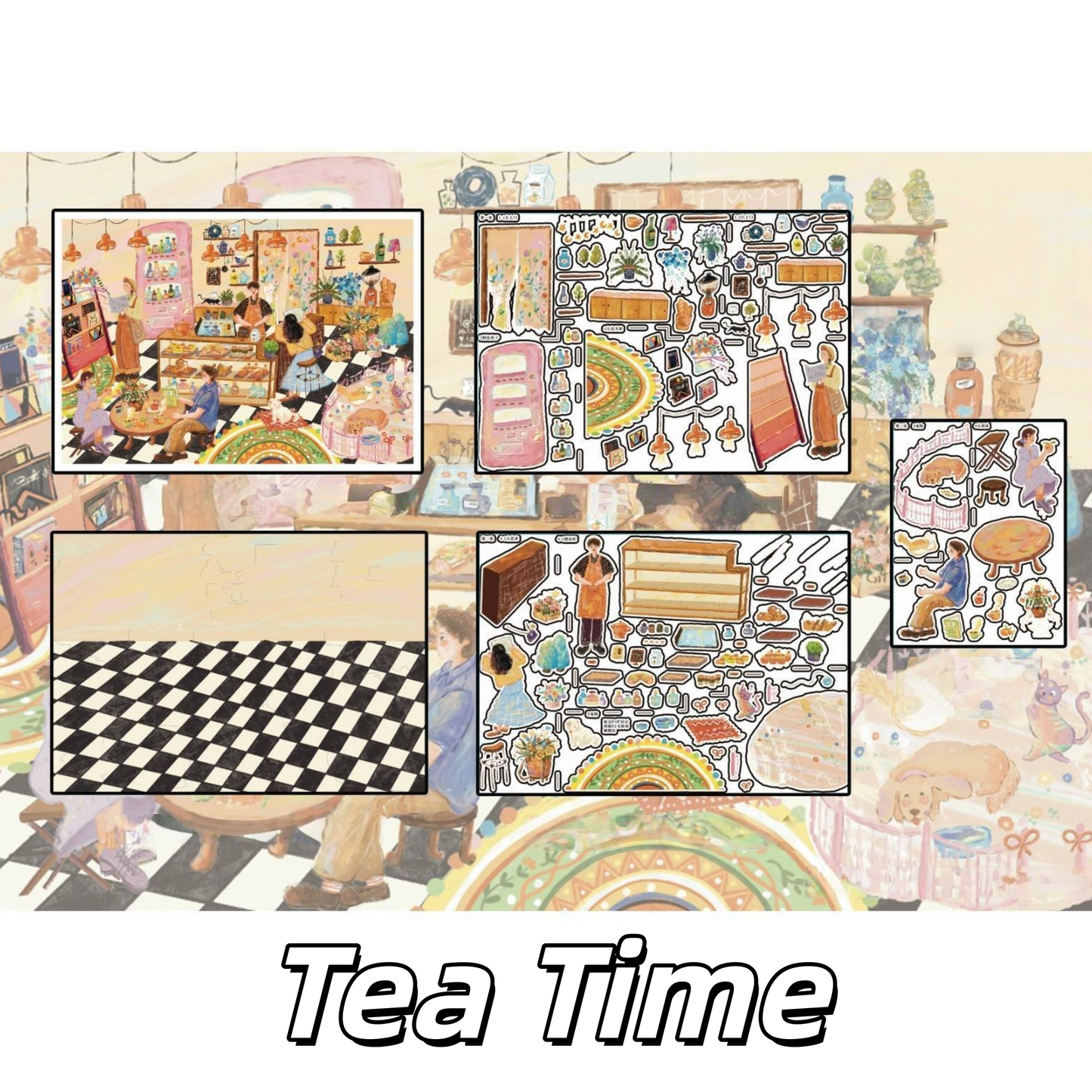 Reading Time & Tea Time 3D Sticker | 2 Cute Miniature Scenes