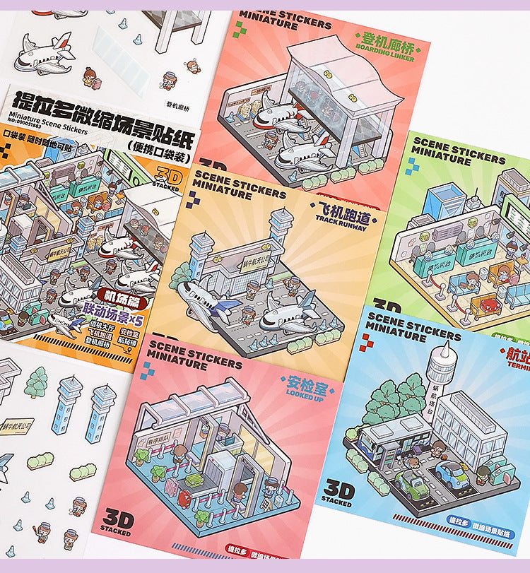 Pocket World 3D Sticker | 4 Cute Miniature Scenes