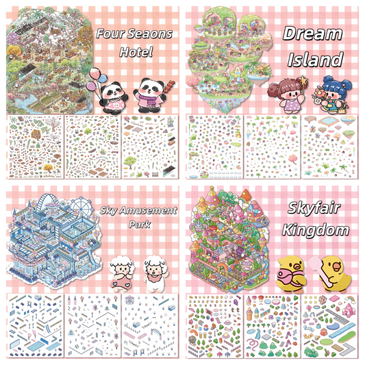 Mystic Dwellings 3D Sticker | 4 Cute Miniature Scenes