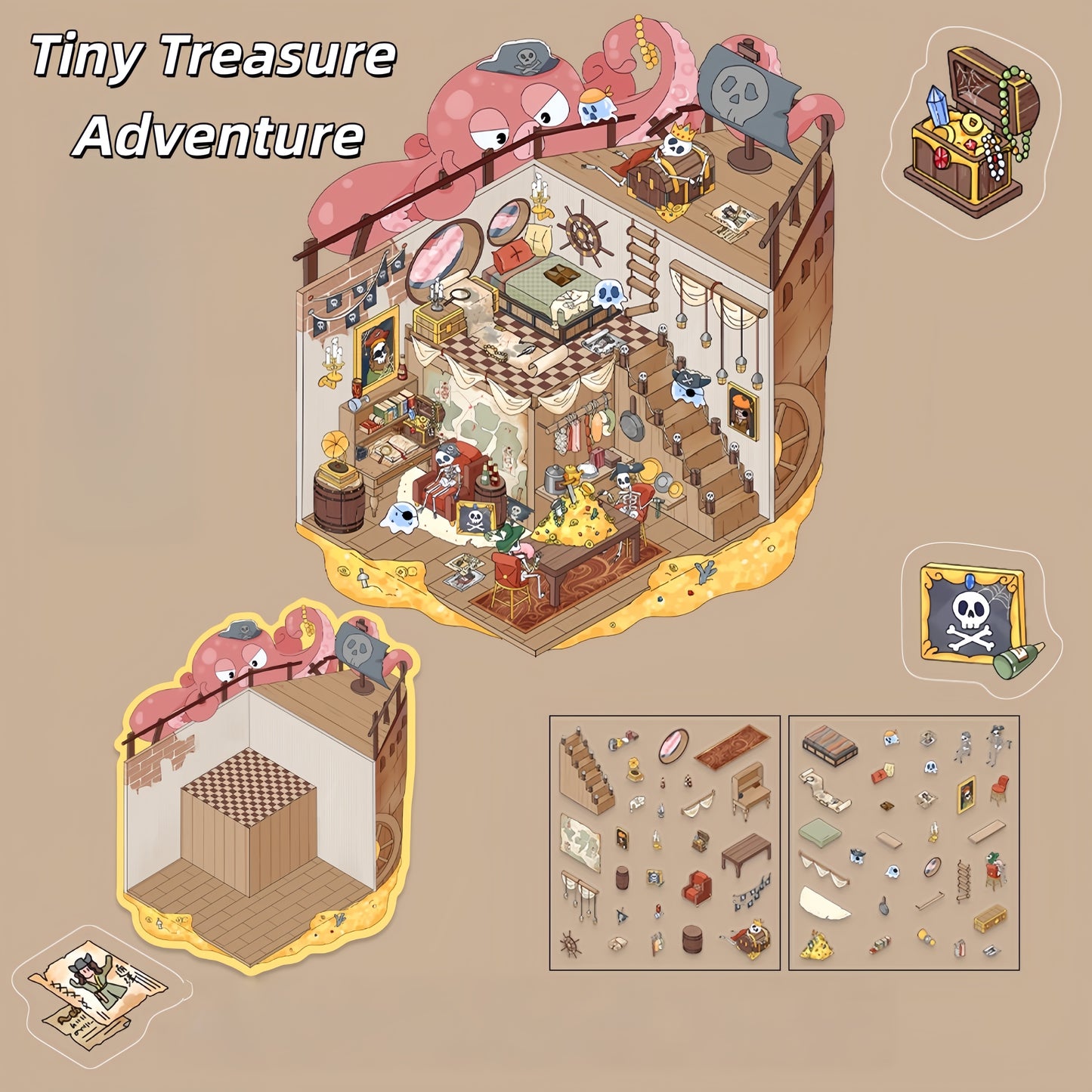 Tiny Animal Wonders 3D Sticker | 4 Cute Miniature Scenes
