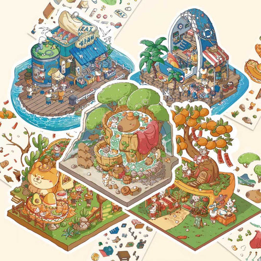 Time Workshop 3D Sticker | 5 Cute Miniature Scenes