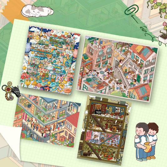 Whimsical Life 3D Sticker | 4 Cute Miniature Scenes