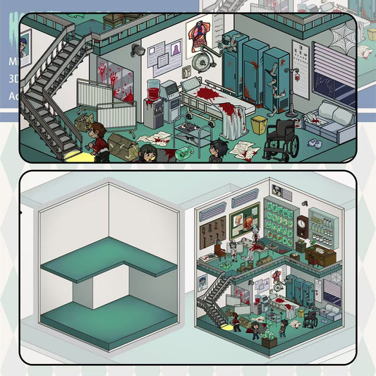 Micro Horror 3D Sticker | 4 Cute Miniature Scenes