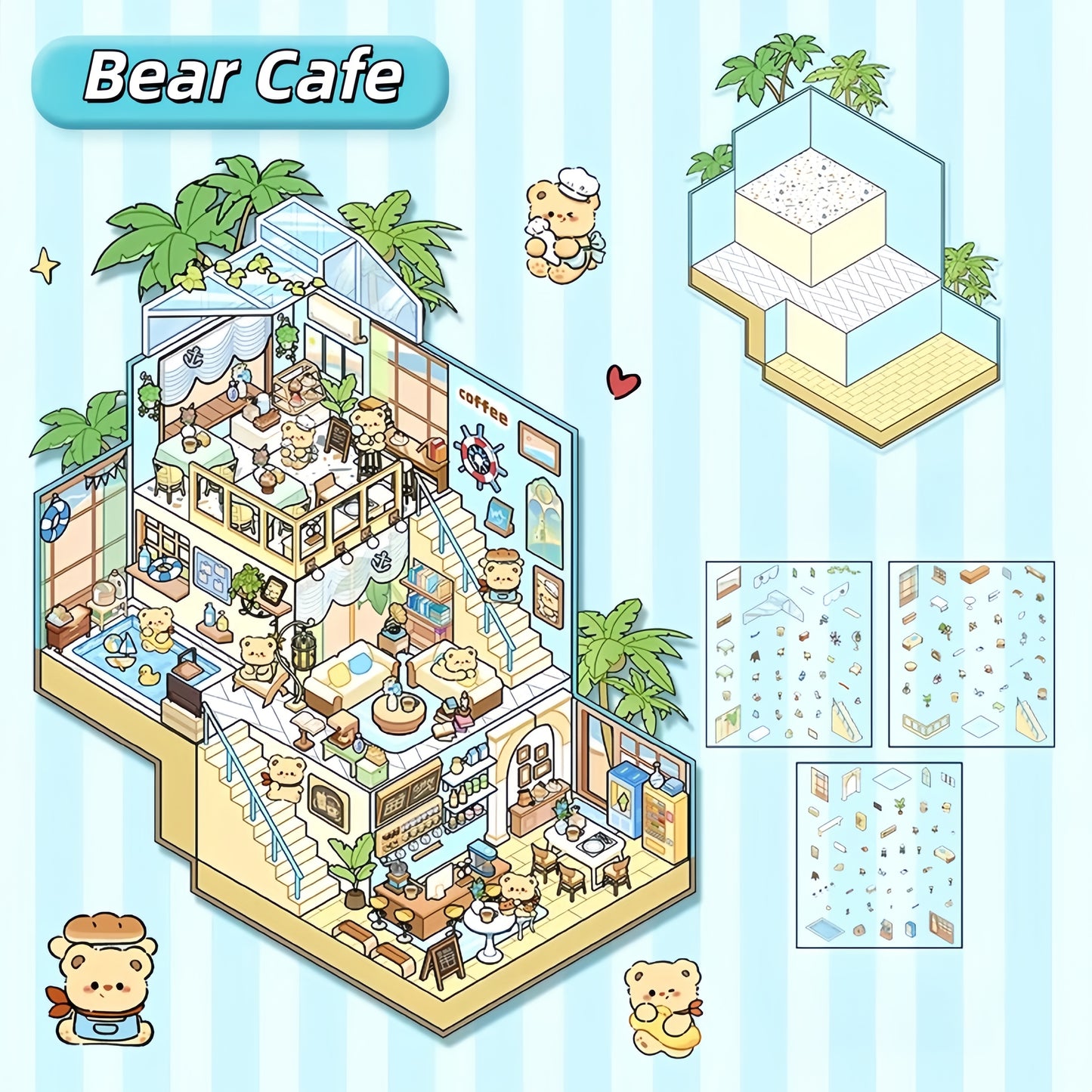 Furry Realms 3D Sticker | 4 Cute Miniature Scenes