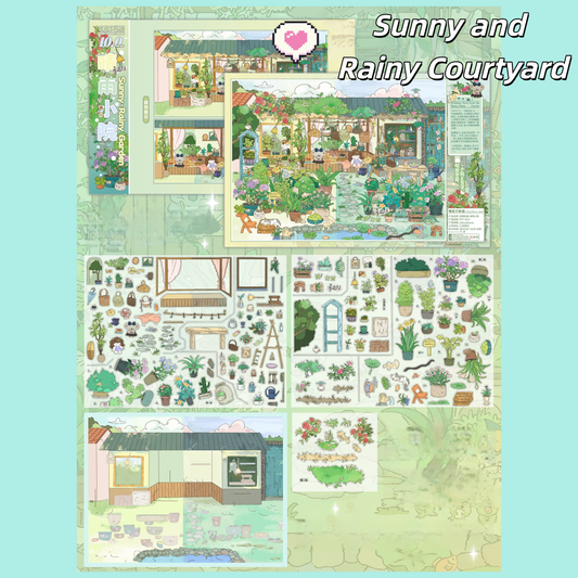 Courtyard Series 3D Sticker | 2 Cute Miniature Scenes