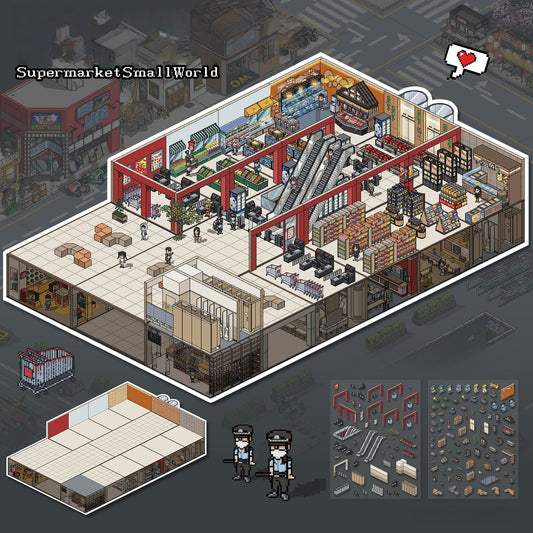 Pixel Adventures 3D Sticker | 2 Cute Miniature Scenes