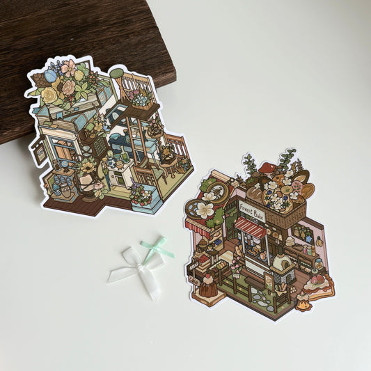 Poetic House 3D Sticker | 4 Cute Miniature Scenes