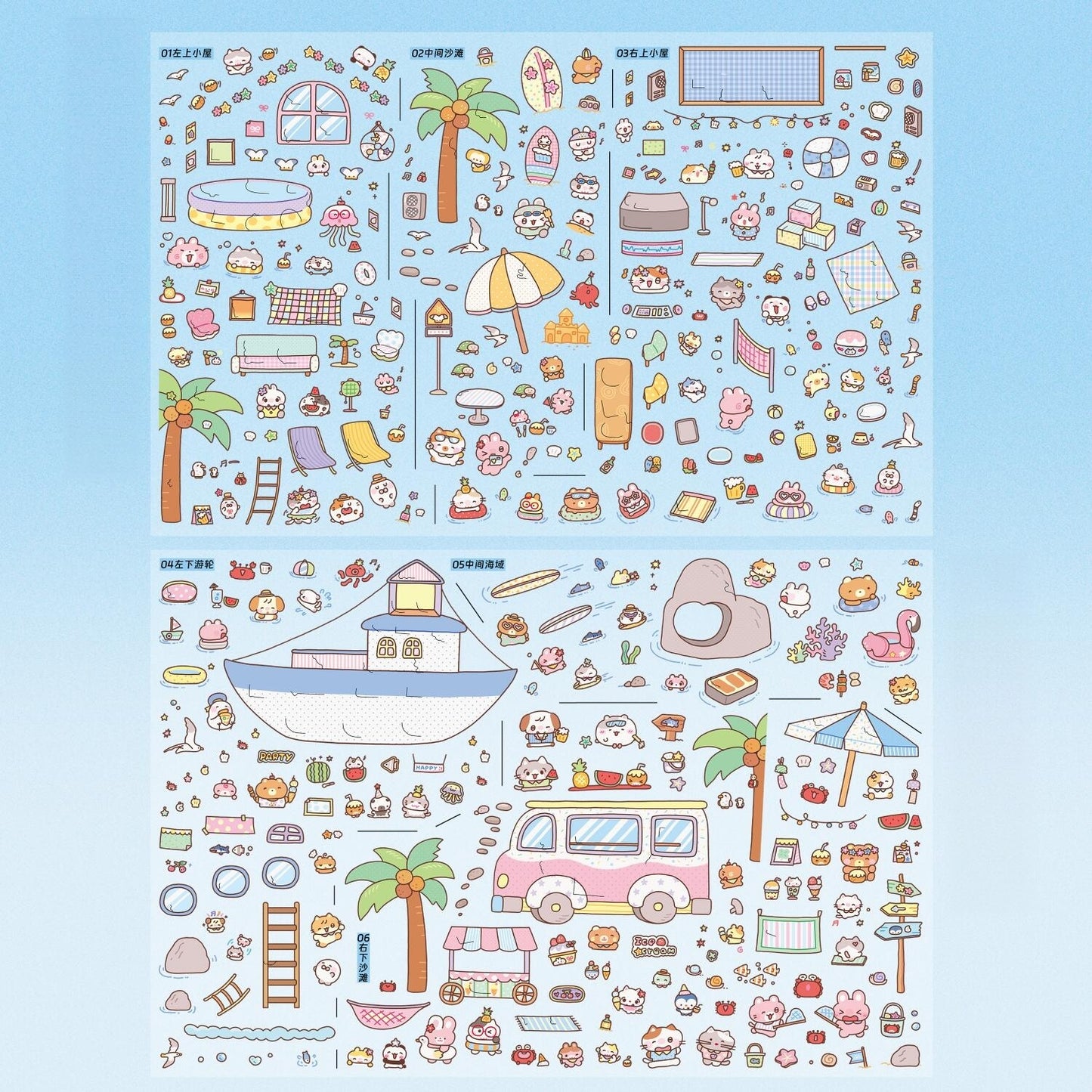 Soft Season 3D Sticker | 2 Cute Miniature Scenes