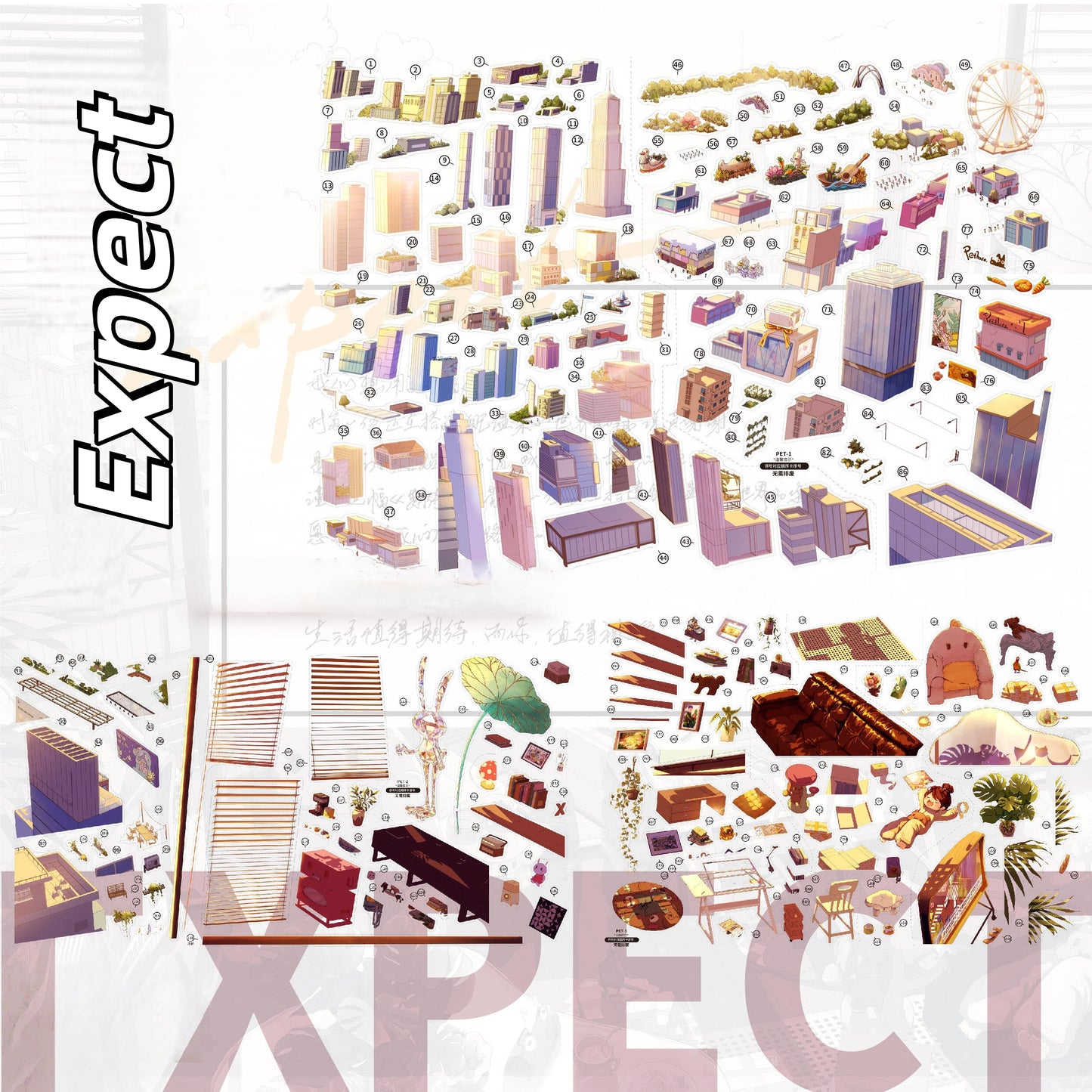Future World 3D Sticker | 2 Cute Miniature Scenes