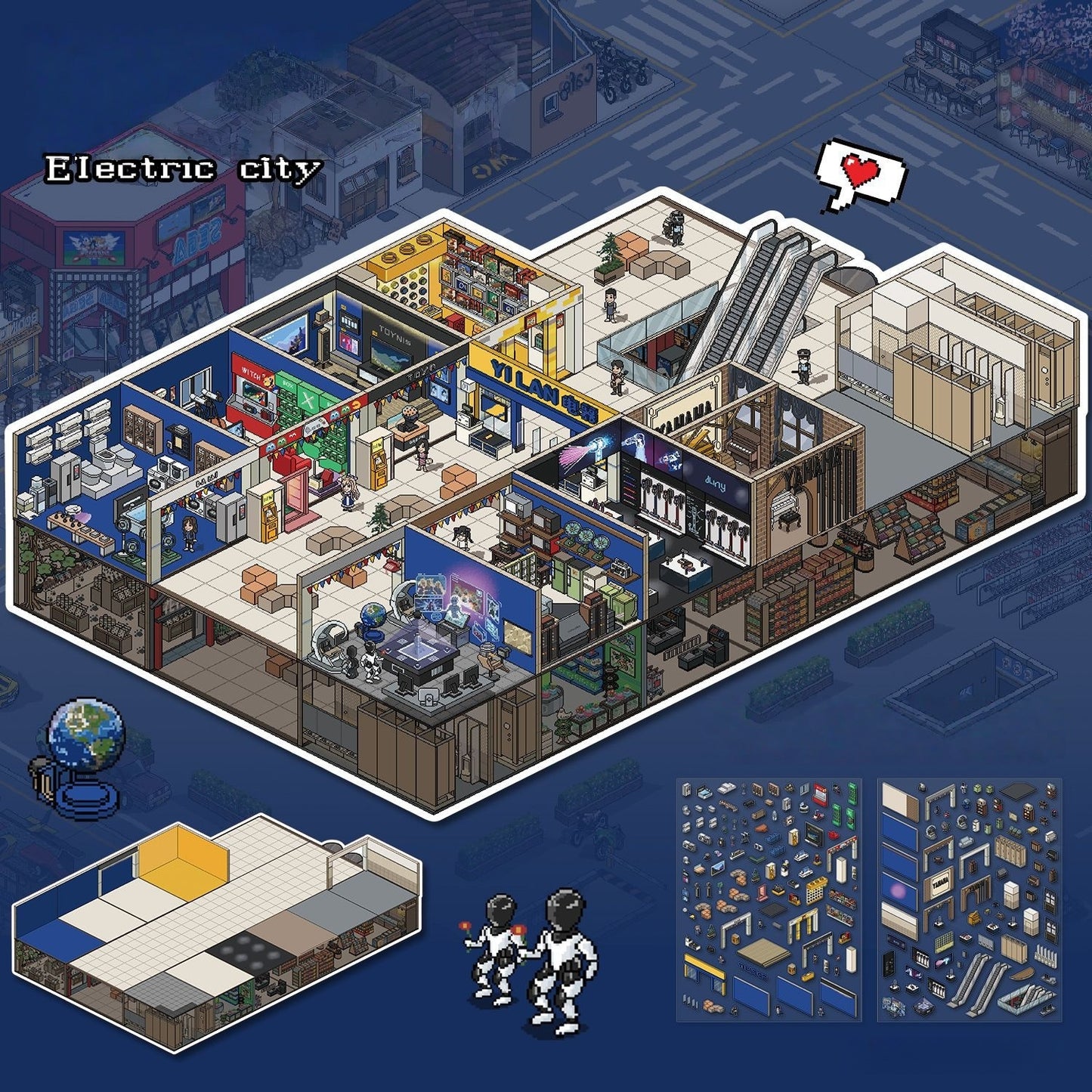 Pixel Adventures 3D Sticker | 2 Cute Miniature Scenes