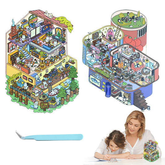 Dream House 3D Sticker – 2 Cute Miniature Scenes