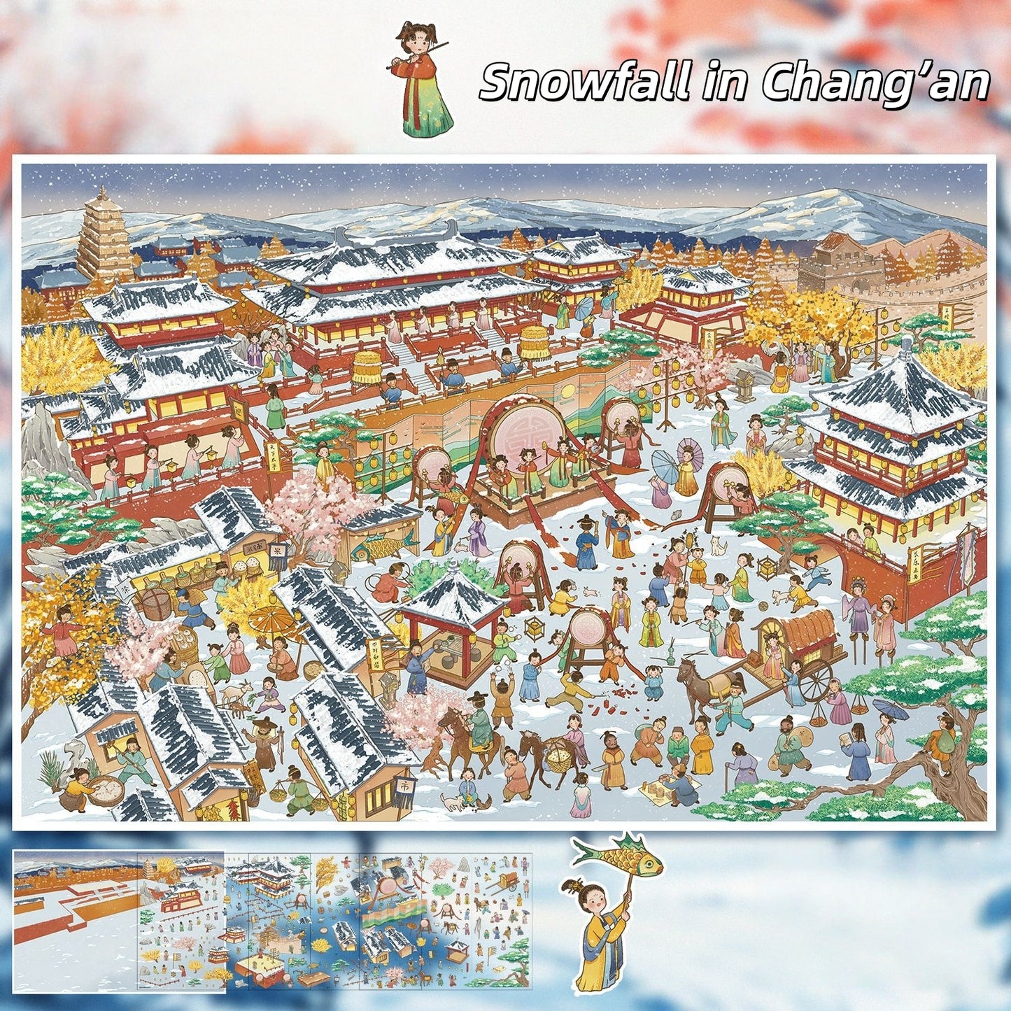Dreaming of China 3D Sticker | 2 Cute Miniature Scenes