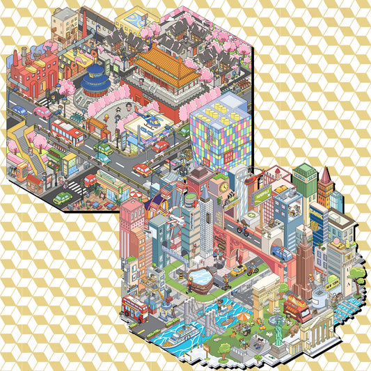 Megalopolis 3D Sticker | 2 Cute Miniature Scenes
