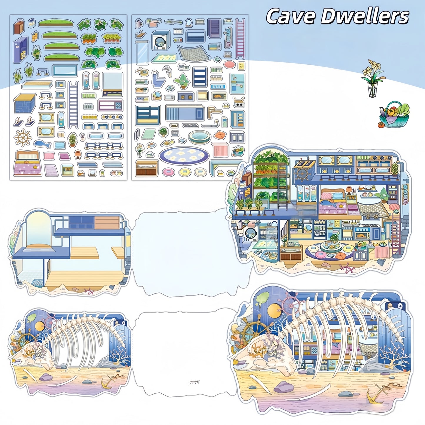 The Rockmine 3D Sticker | 4 Cute Miniature Scenes