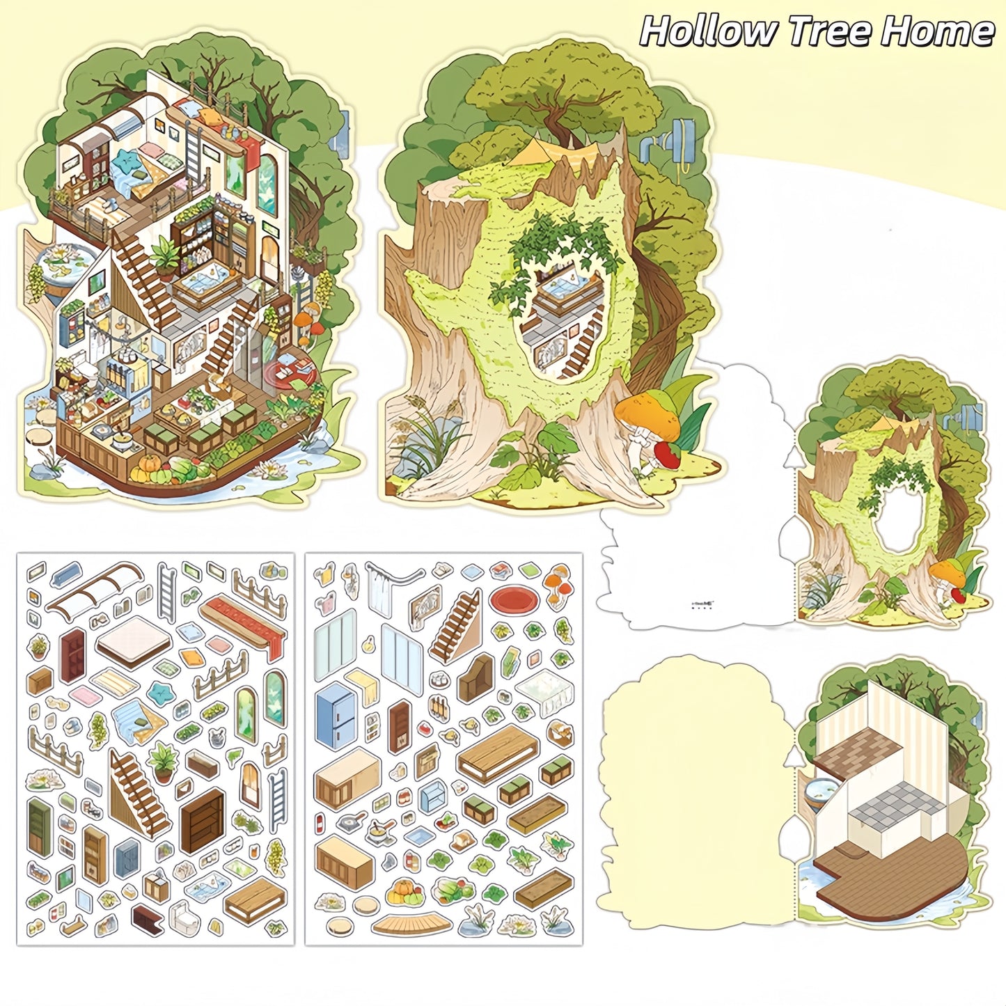 The Rockmine 3D Sticker | 4 Cute Miniature Scenes