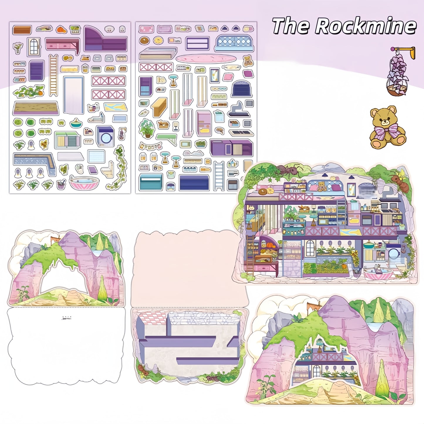 The Rockmine 3D Sticker | 4 Cute Miniature Scenes