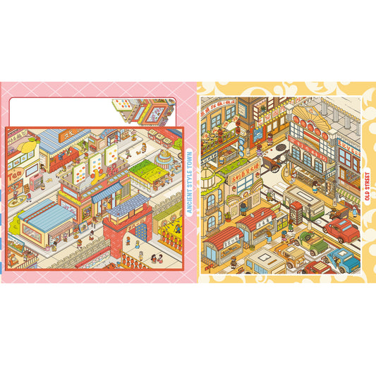 Old Times 3D Sticker | 2 Cute Miniature Scenes