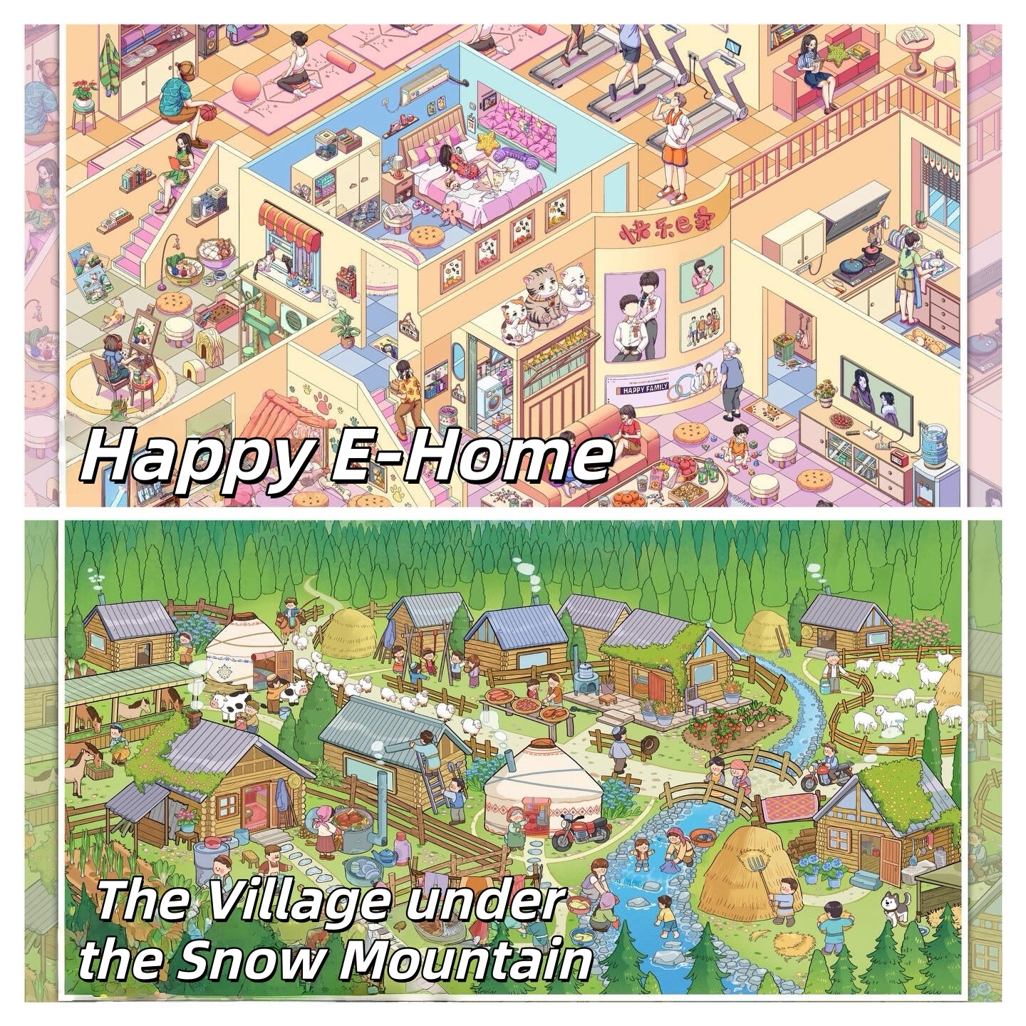 Whimsical Life 3D Sticker | 2 Cute Miniature Scenes