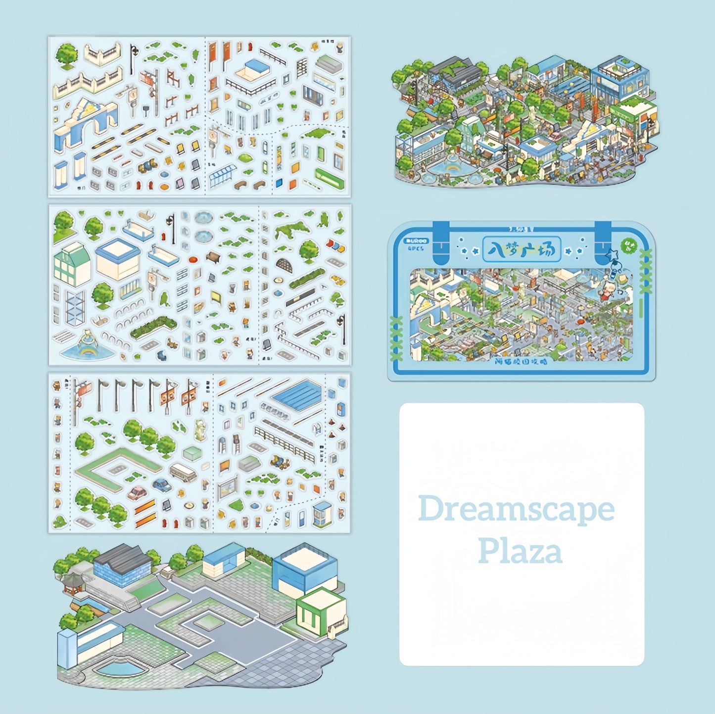 Streetscape 3D Sticker | 4 Cute Miniature Scenes