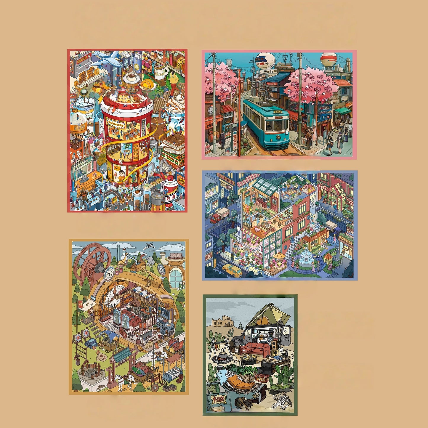 Whimsical Voyage 3D Sticker | 5 Cute Miniature Scenes