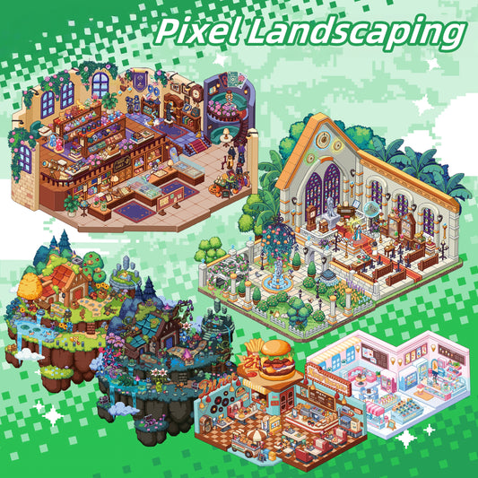 Pixel Landscaping 3D Sticker | 6 Cute Miniature Scenes