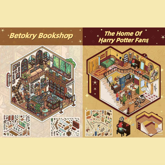 Little Cozy Rooms 3D Sticker | 2 Cute Miniature Scenes