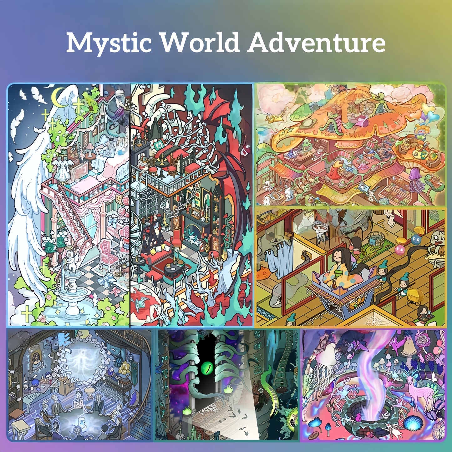 Mystic World Adventure  3D Sticker | 4 Cute Miniature Scenes
