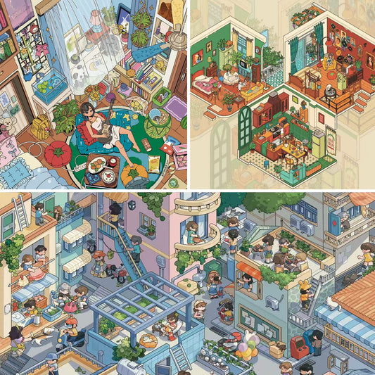 Leisure Life 3D Sticker | 3 Cute Miniature Scenes