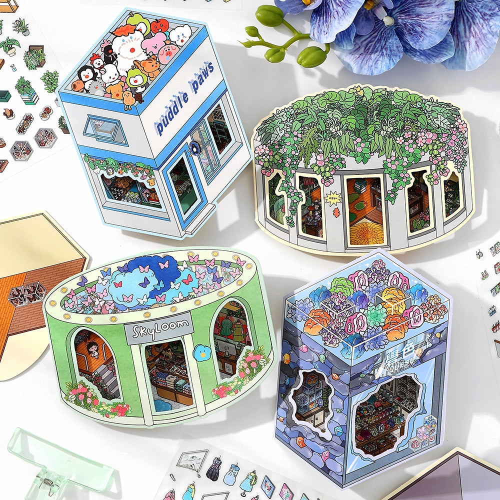 Quiet Atelier 3D Sticker | 4 Cute Miniature Scenes
