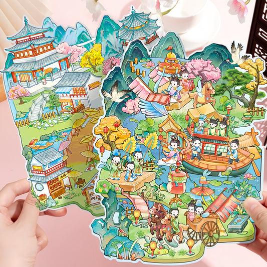 Traditional Famous Paintings 3D Sticker | 4 Cute Miniature Scenes
