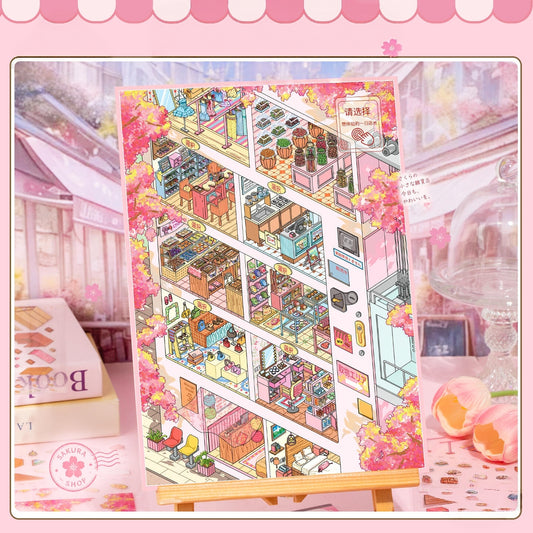 Cherry Blossom Vending Machine Shop 3D Sticker