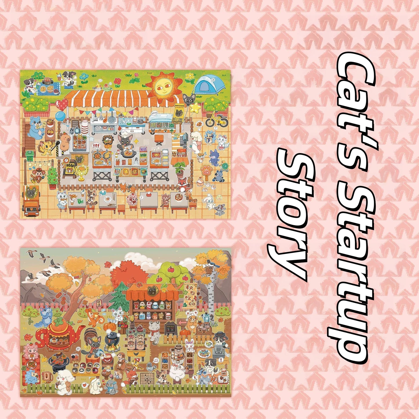 Cat‘s Startup Story 3D Sticker | 2 Cute Miniature Scenes