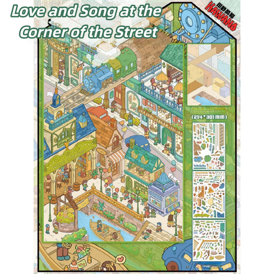 Streetscape 3D Sticker | 2 Cute Miniature Scenes
