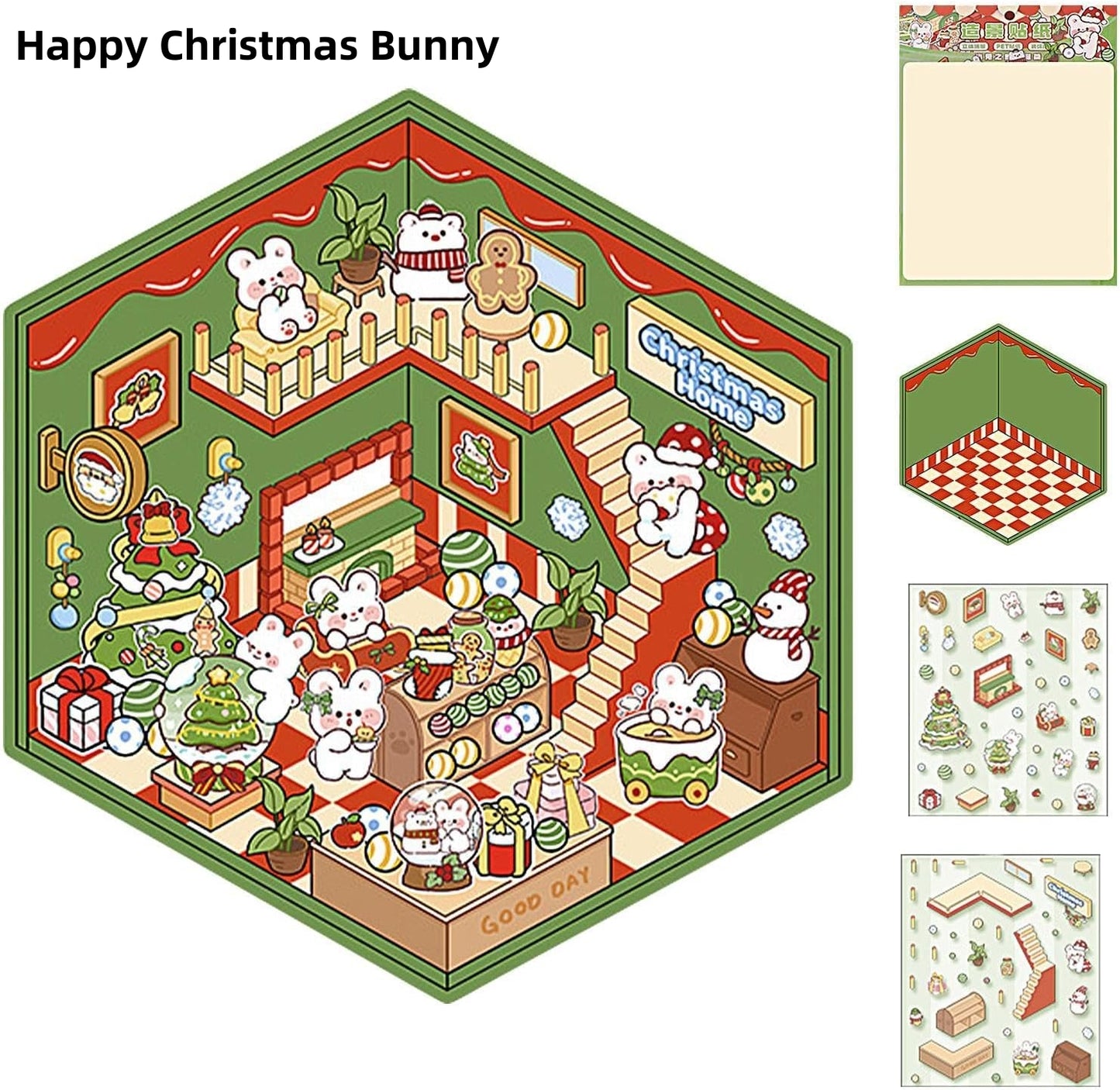 Merry Paws Christmas 3D Sticker | 2 Cute Miniature Scenes