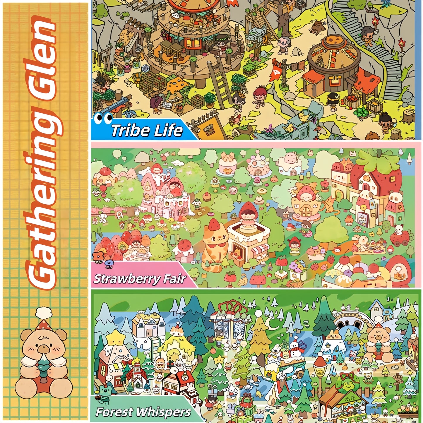 Gathering Glen 3D Sticker | 3 Cute Miniature Scenes