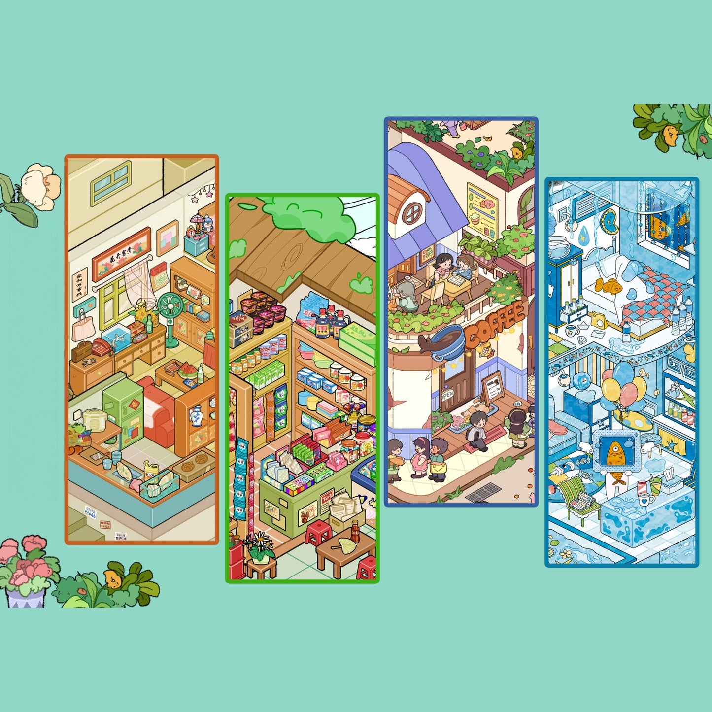 Dreamland 3D Sticker | 4 Cute Miniature Scenes