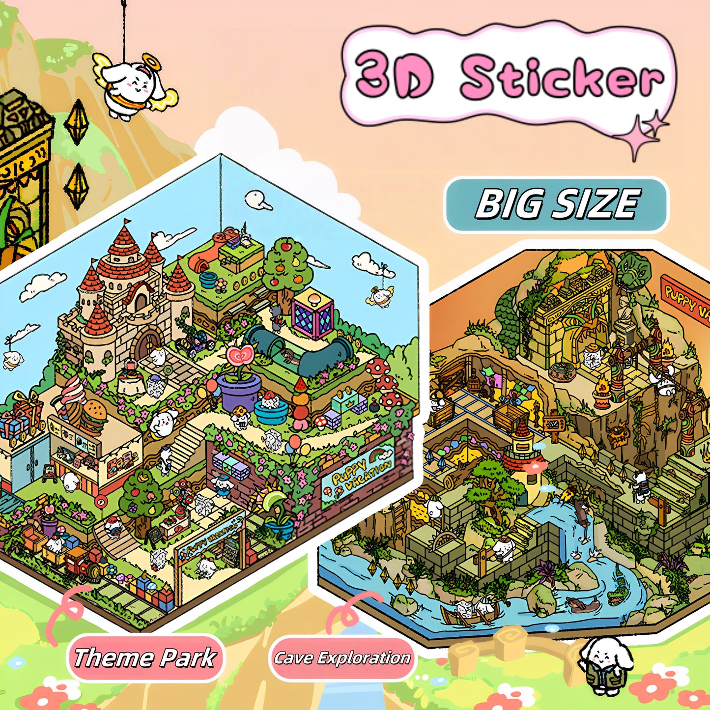 Whimsical Life 3D Sticker | 2 Cute Miniature Scenes