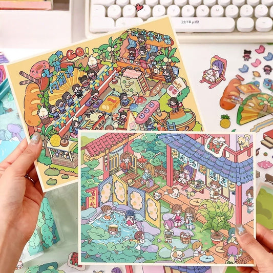 Tiny Wonder World 3D Sticker | 2 Cute Miniature Scenes