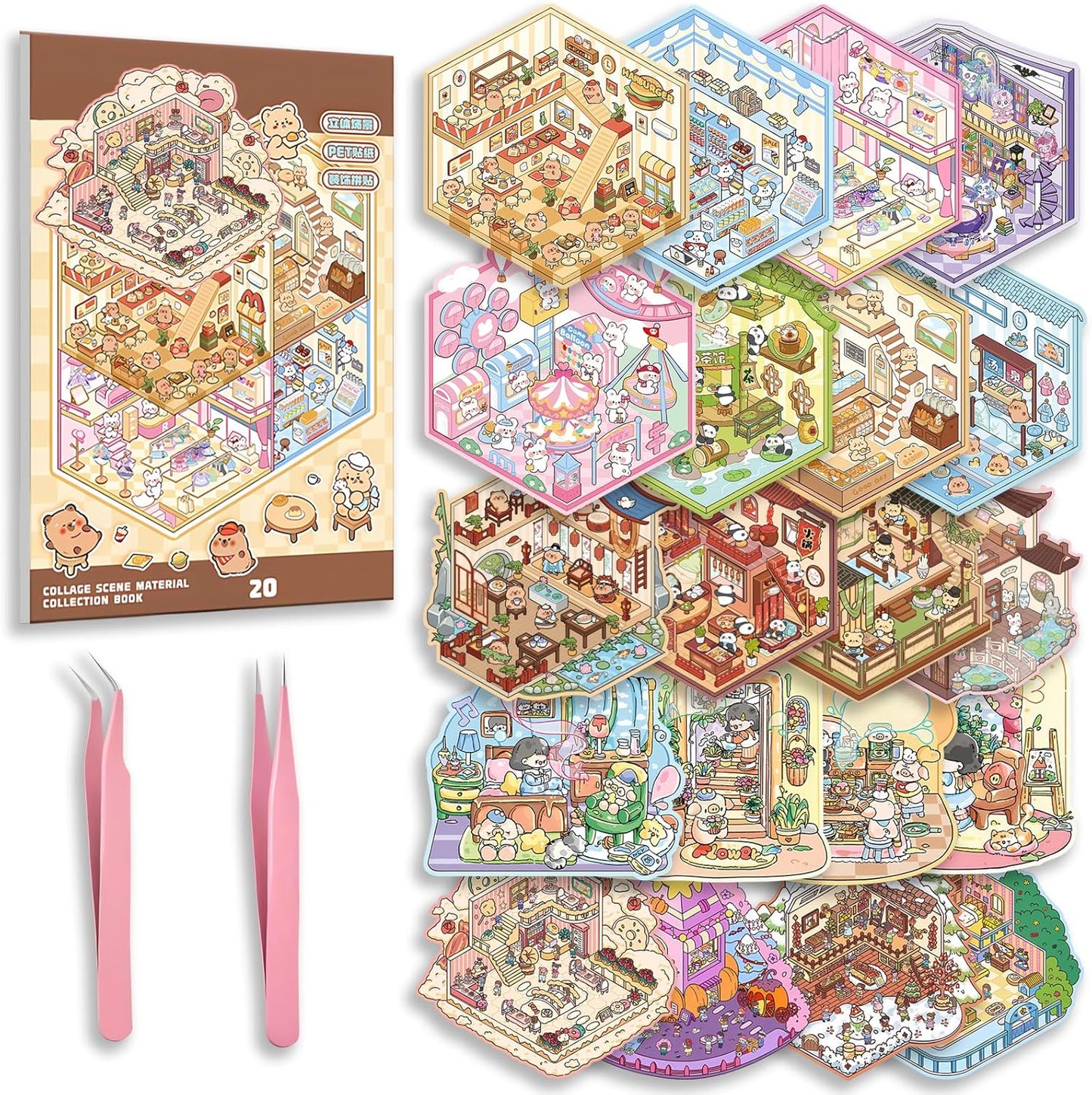 Tiny Animal Wonders 3D Sticker Material Book 1.0 – 20 Unique Scenes
